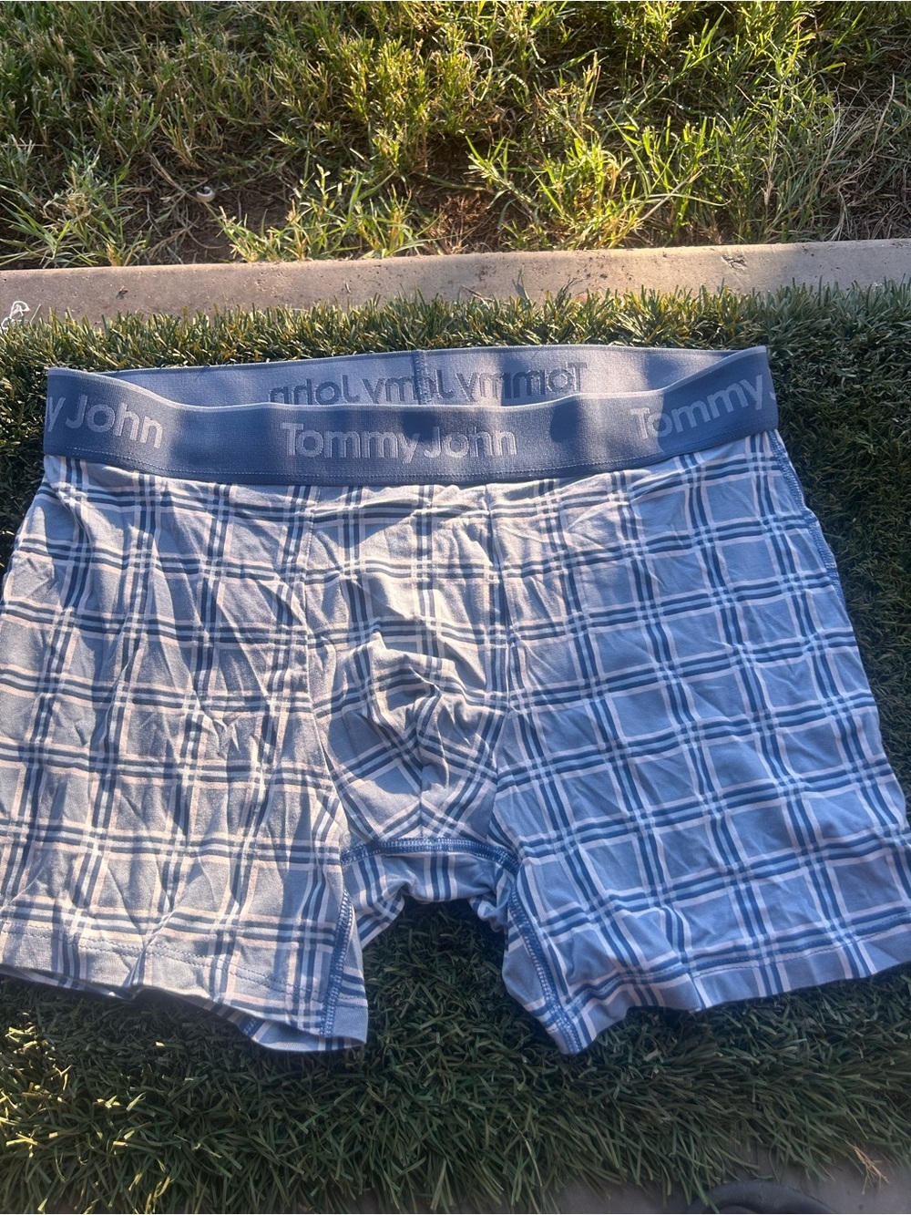Men’s Tommy John Second Skin  Stretch Modal Plaid Large Size Boxer Briefs